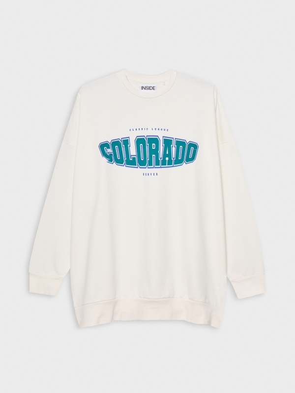  Sudadera oversized con estampado blanco roto