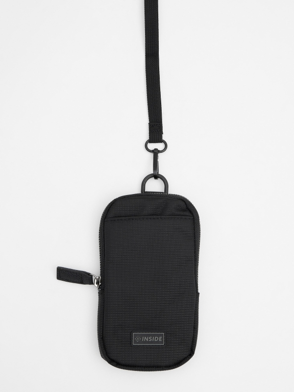 Bolso negro smartphone negro vista detalle