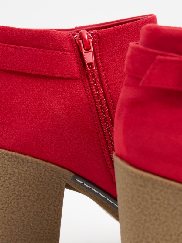 Buckle heel bootie red