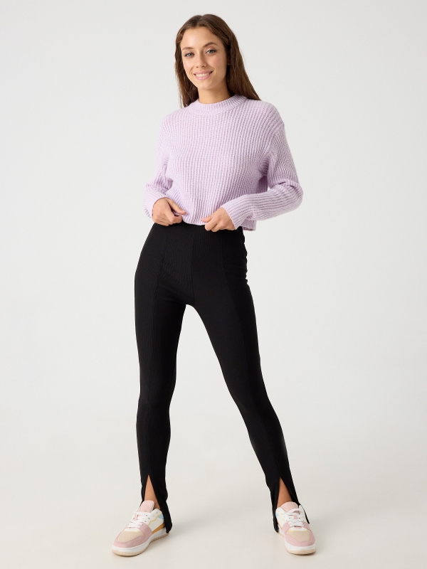 Sweater round neck lilac front view