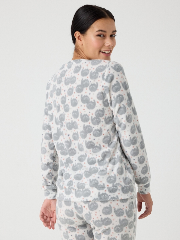 Printed fleece pajamas white foreground