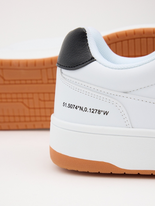 Combined leather-effect white sneakers white detail view