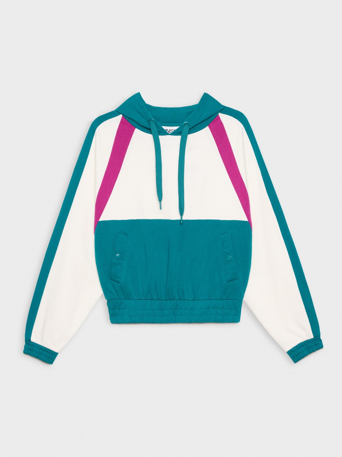  Sudadera color block verde