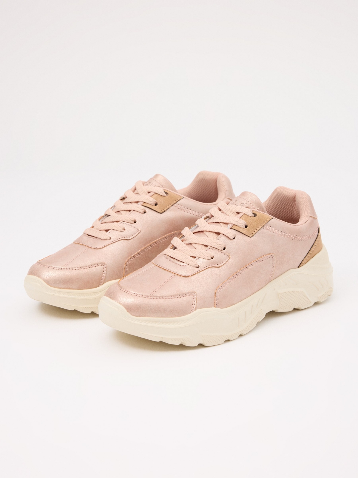 Casual fashion platform sneaker pink 45º front view