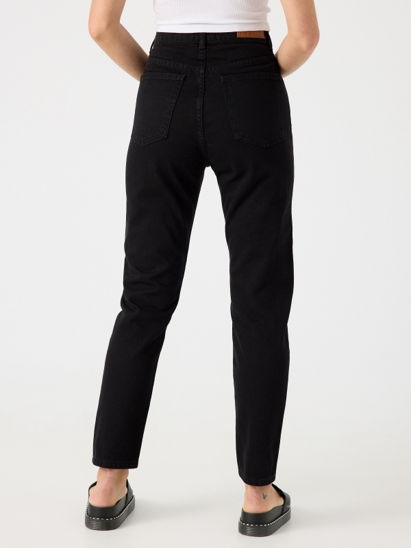 Jeans mom fit negro negro vista media trasera