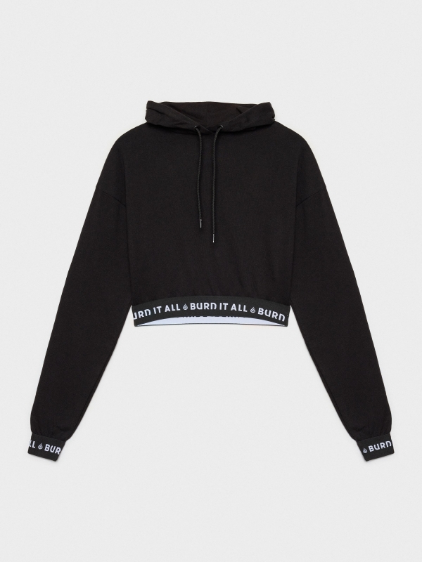  Sudadera crop  Burn It All negro