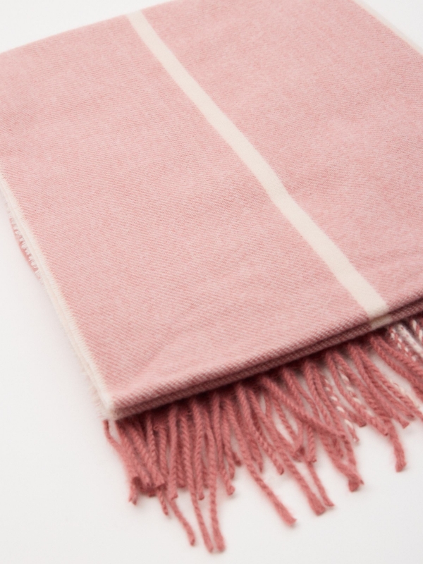 Scarf with white line pink folded view