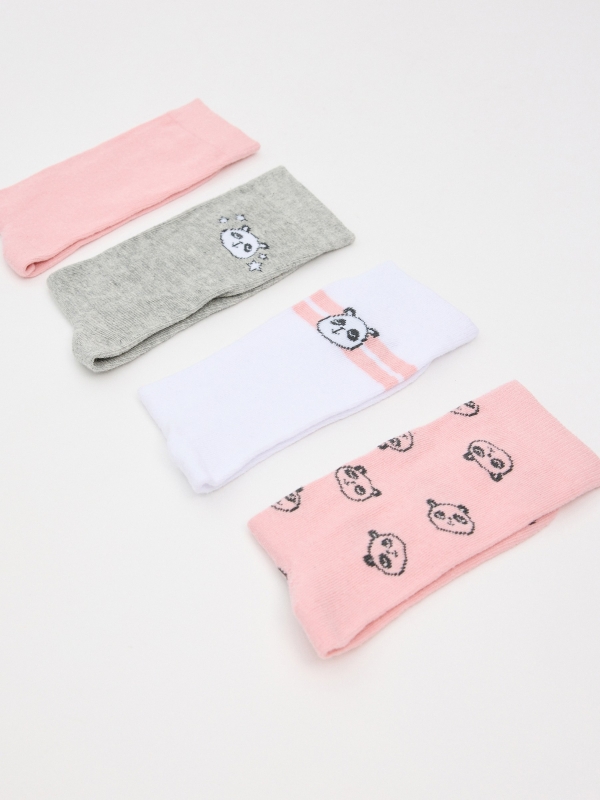 Pack de 4 meias com estampado de panda multicolorido vista detalhe