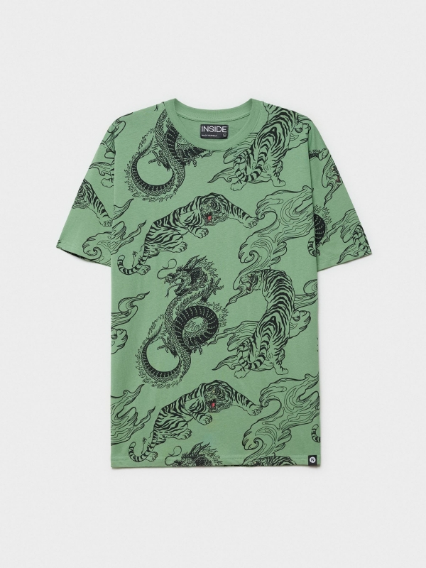  T-shirt japonesa verde oliva