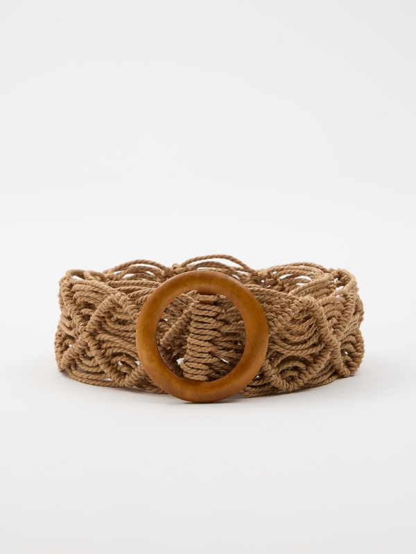 Beige macramé belt beige rolled view