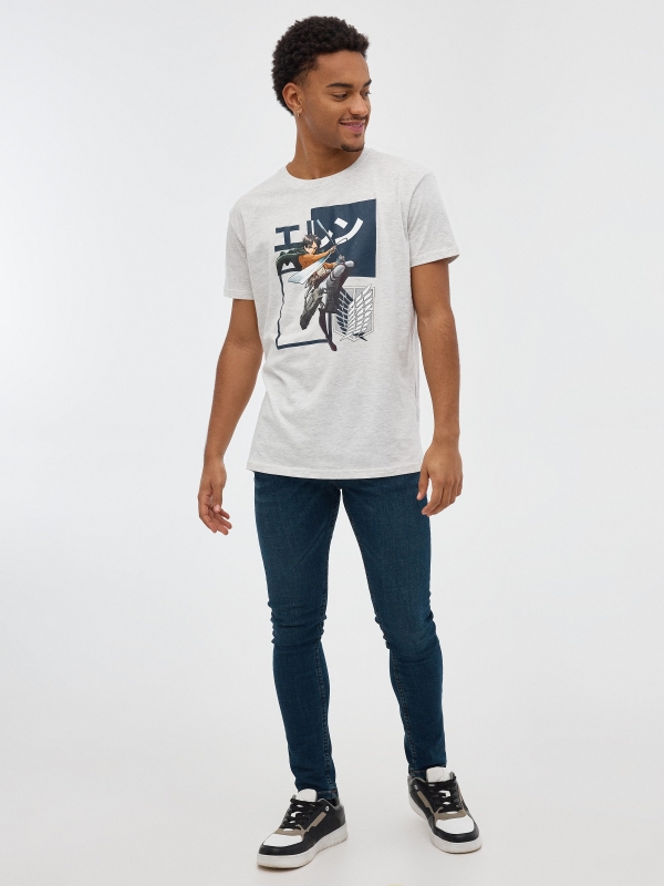 Camiseta Attack on Titan gris vista general frontal