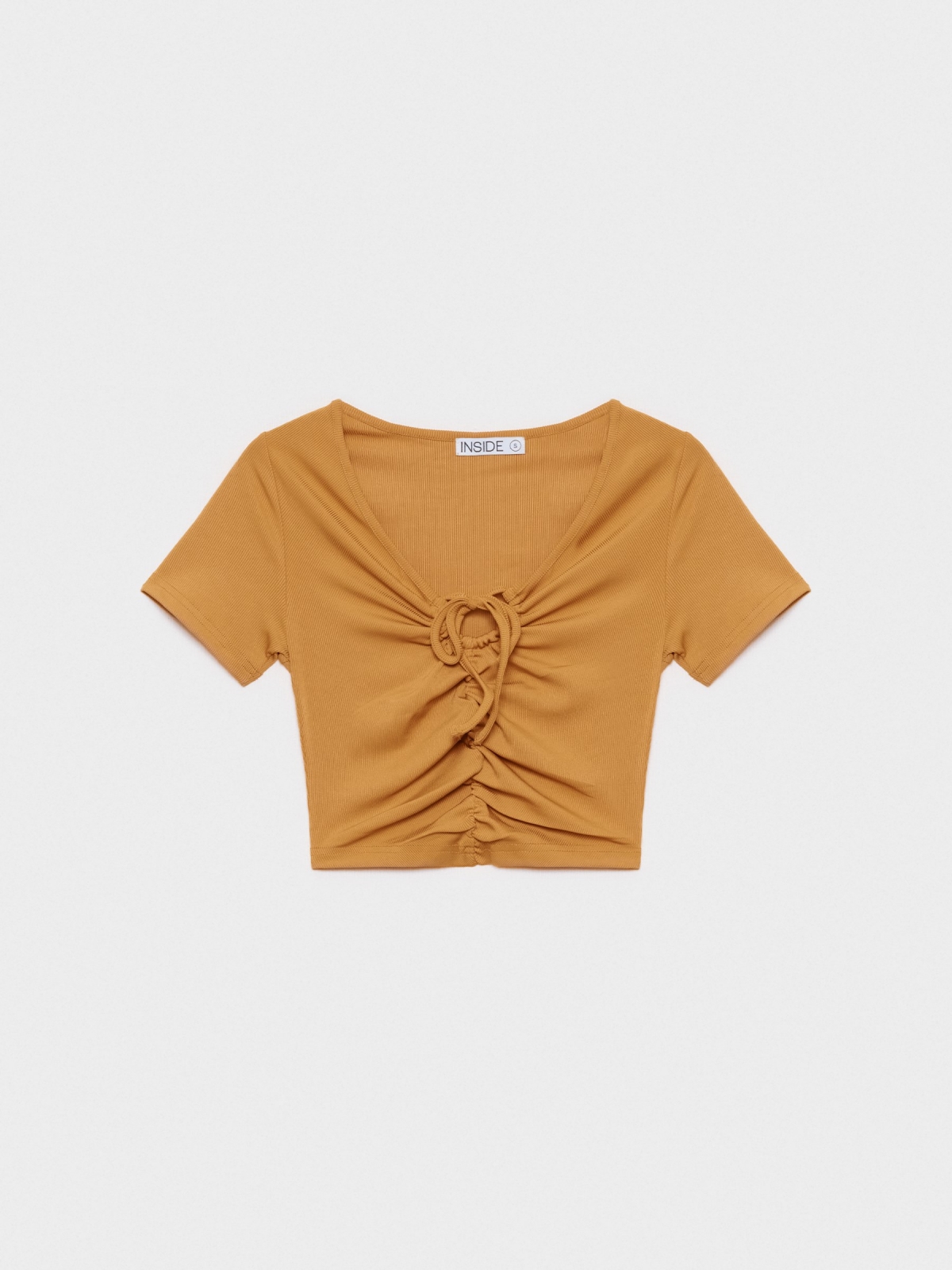  Rib ruffled T-shirt ochre