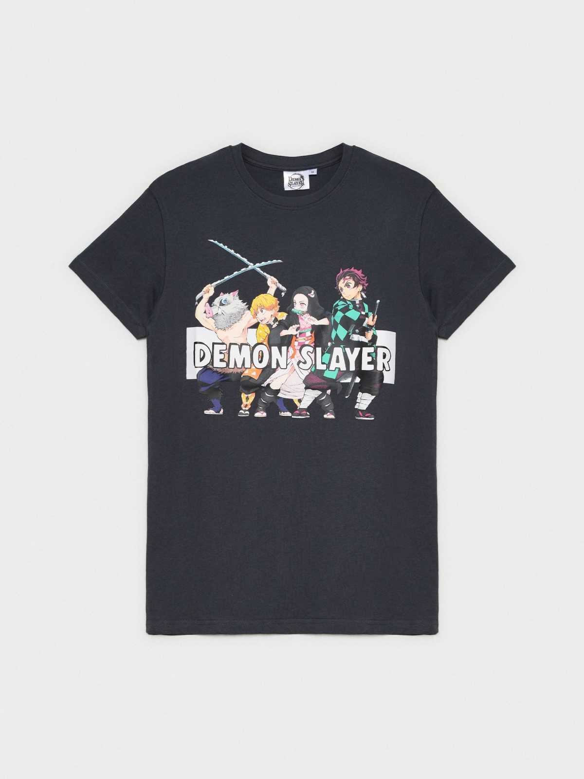  T-shirt preta Demon Slayer cinza escuro