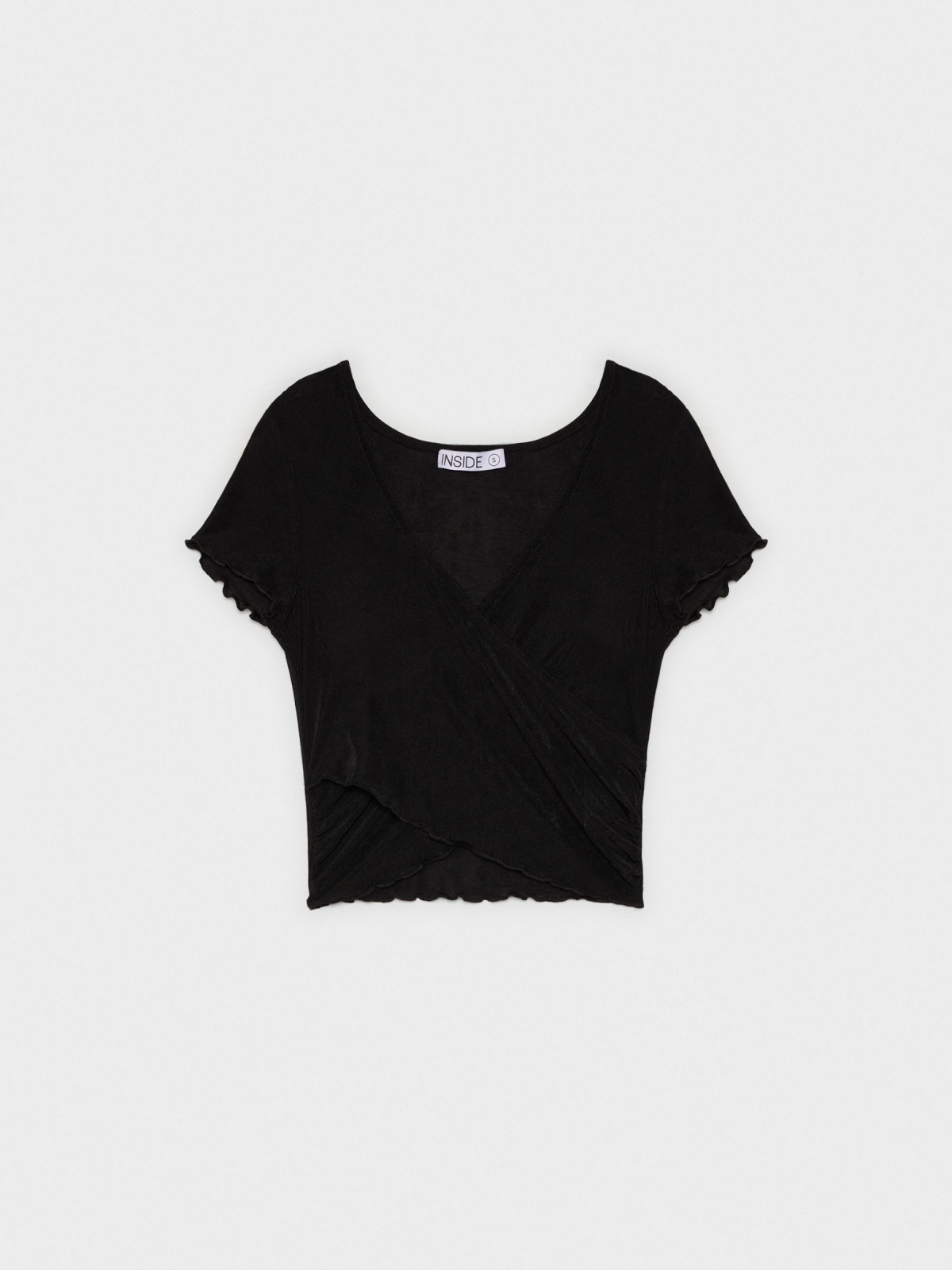  Black crop curly t-shirt black