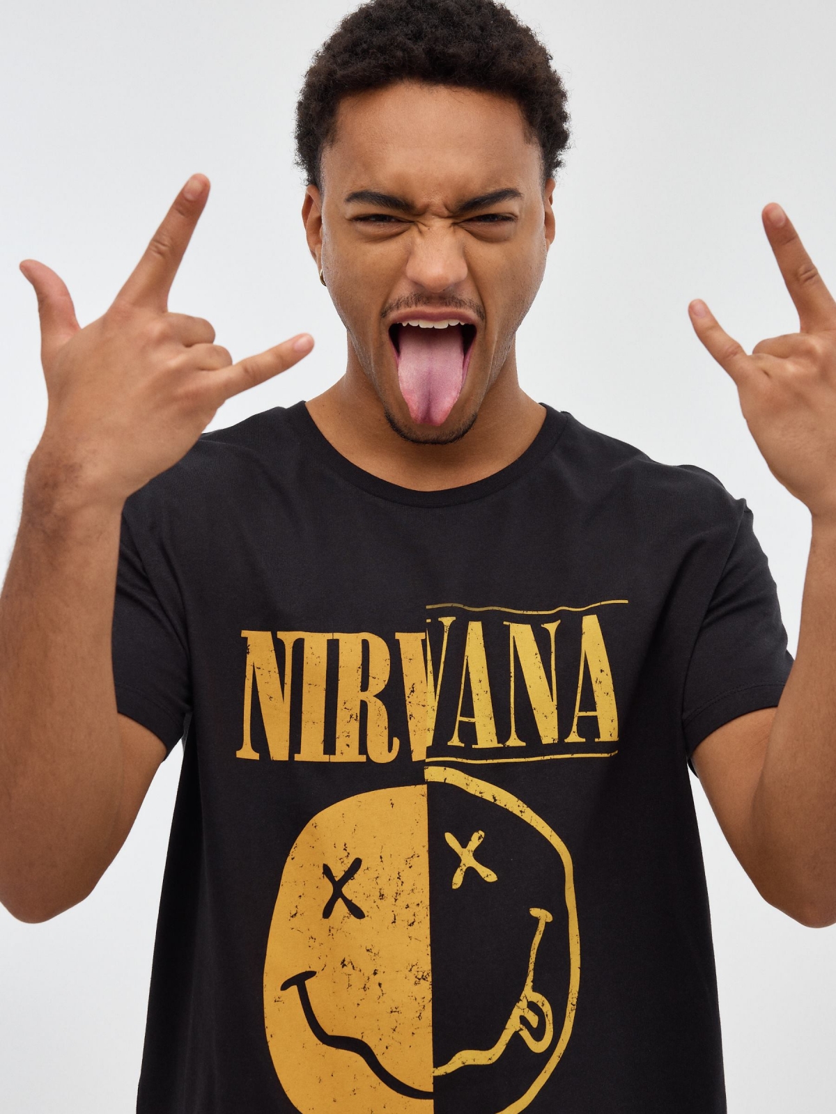 Nirvana printed T-shirt dark grey detail view