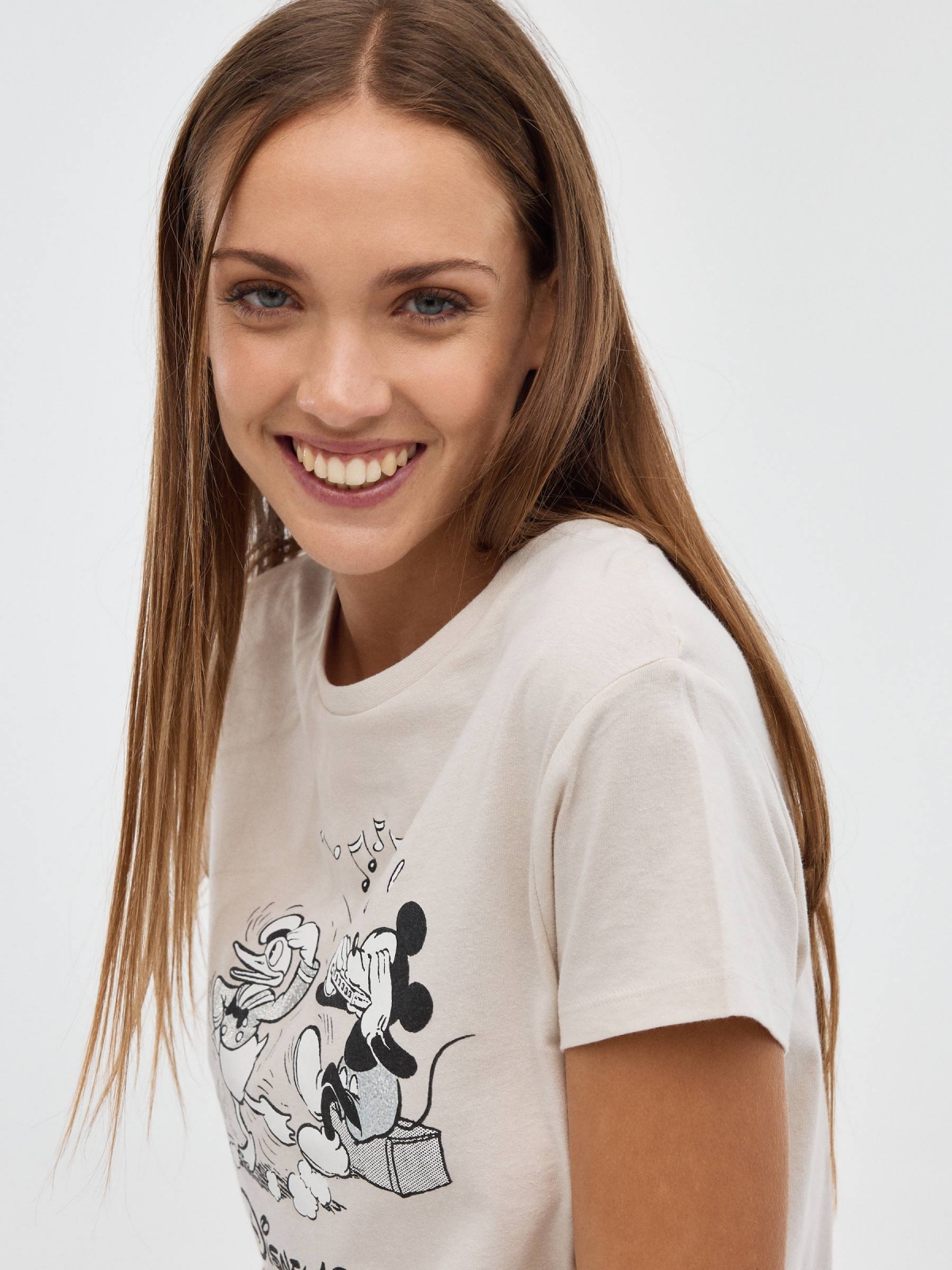 Camiseta print 100 years Disney gris claro vista detalle