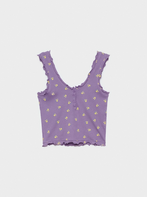  Camiseta Crop Print Rib morado