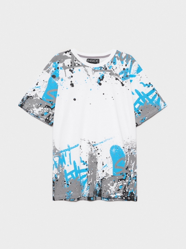  Camiseta blanca estampado graffiti blanco