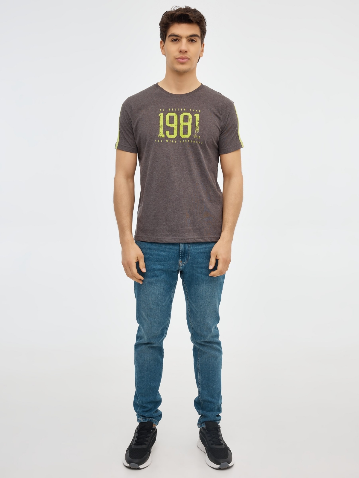 1981 T-shirt dark grey front view