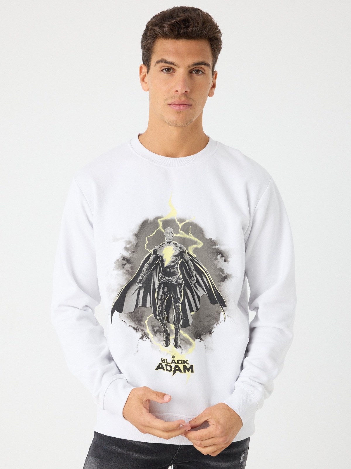 Black Adam sweatshirt white middle front view