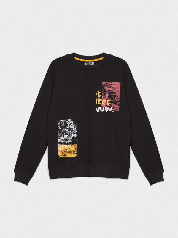  Sweatshirt com estampado preto