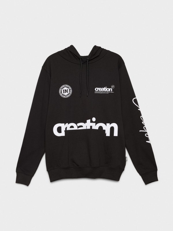  Black printed hoodie black