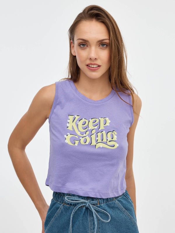 Keep Going crop top lilac middle front view