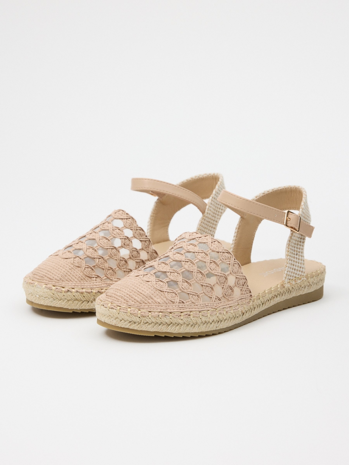 Jute and crochet sandal sand 45º front view