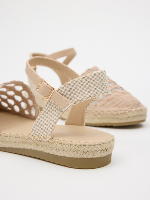 Jute and crochet sandal sand detail view