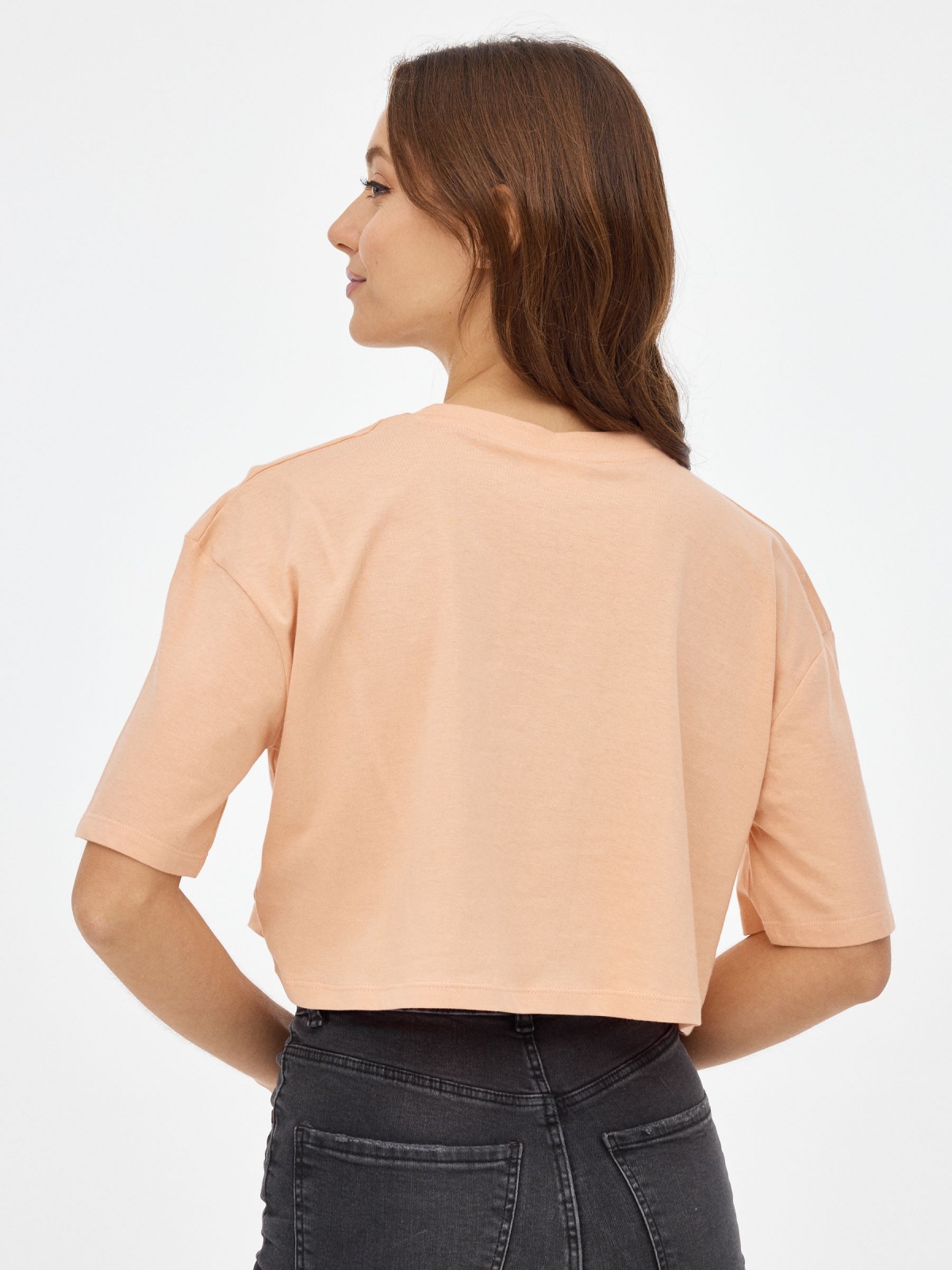 Avatar crop T-shirt peach middle back view