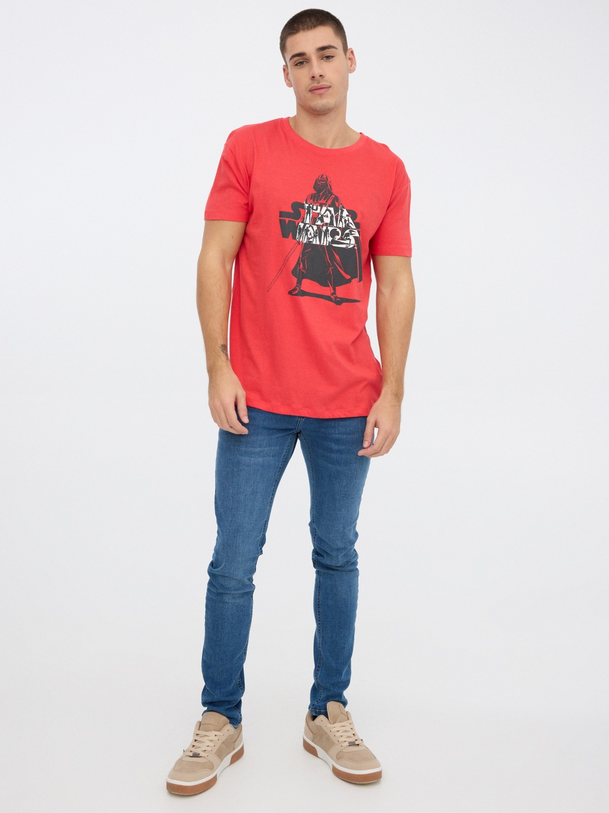 T-shirt Star Wars vermelho vista geral frontal