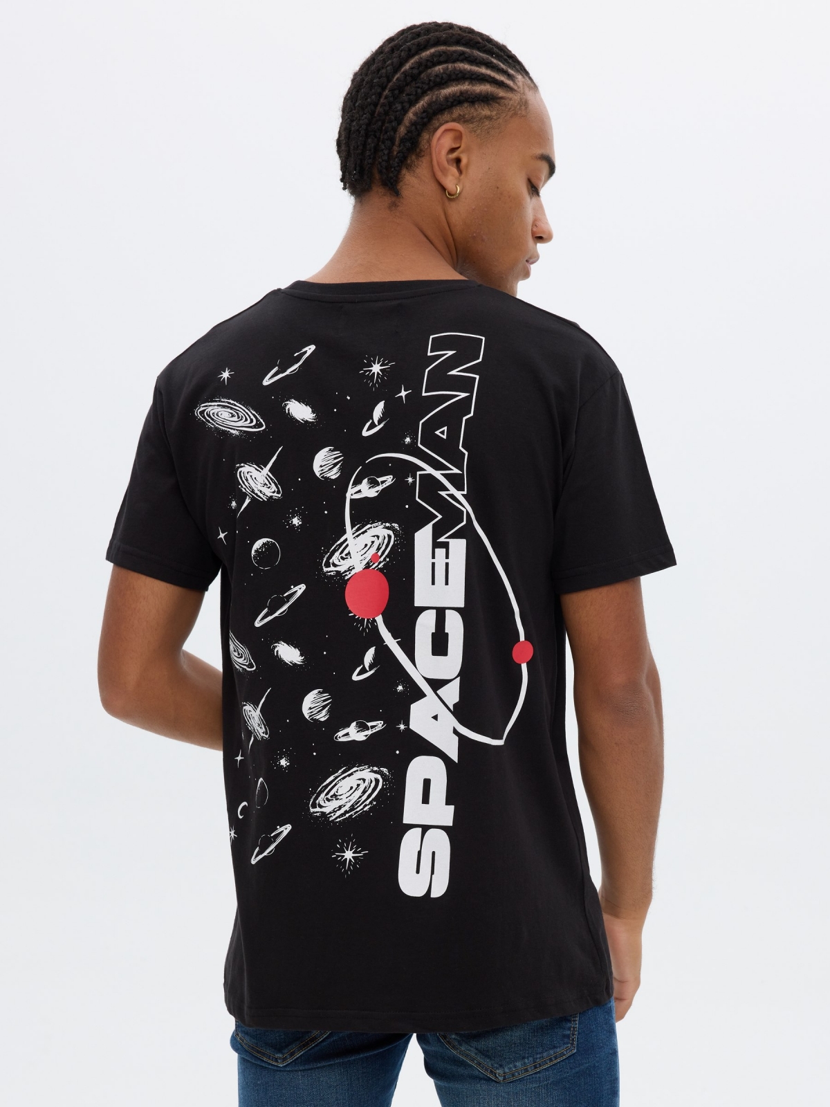 Camiseta space negro vista media trasera