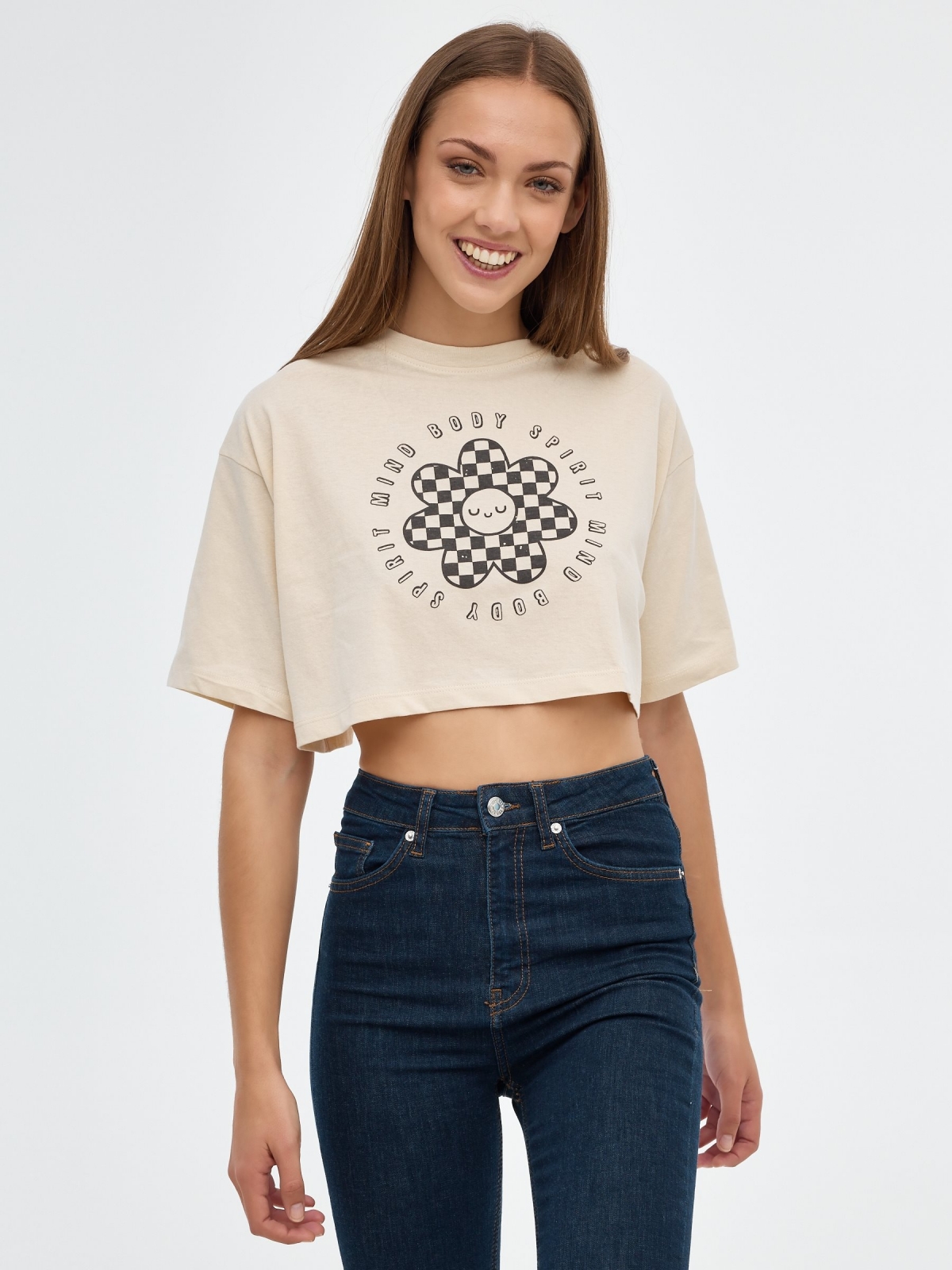 Mind Body T-shirt sand middle front view