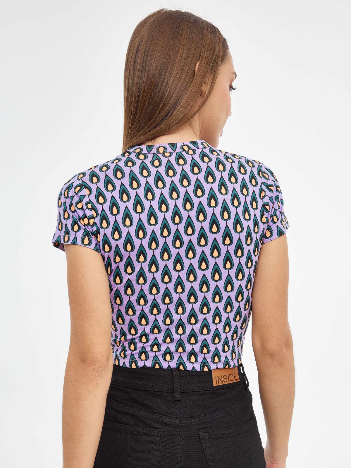 T-shirt total print slim malva vista meia traseira