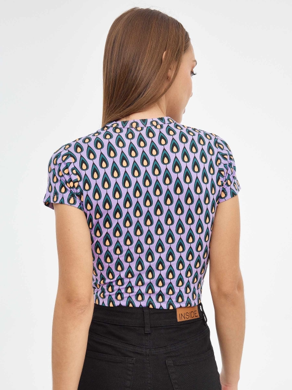 Camiseta slim total print malva vista media trasera