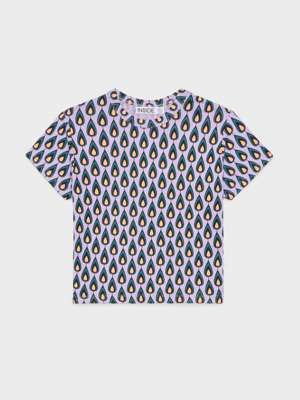  Total print slim t-shirt mauve