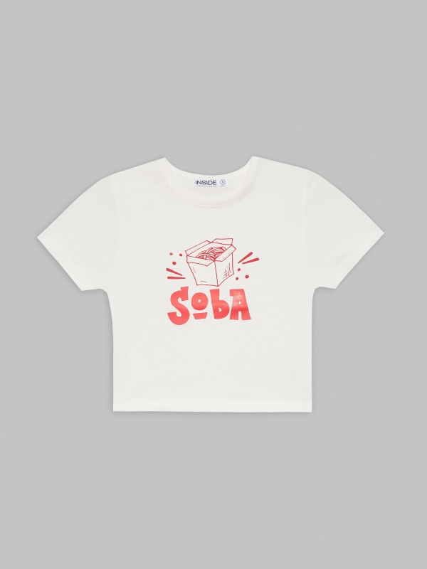  Camiseta crop Soba blanco roto