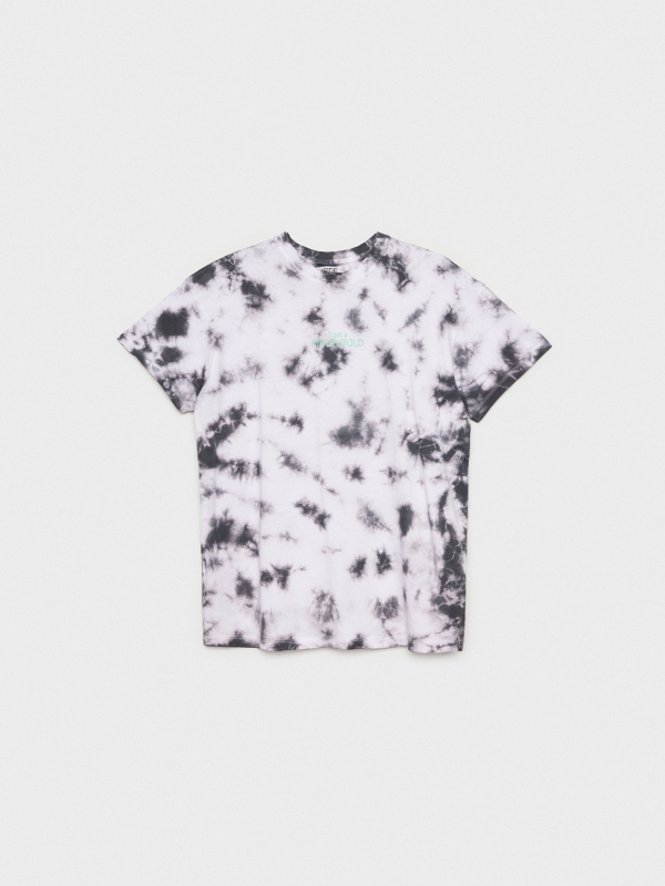  Tie&dye t-shirt com texto cinza claro