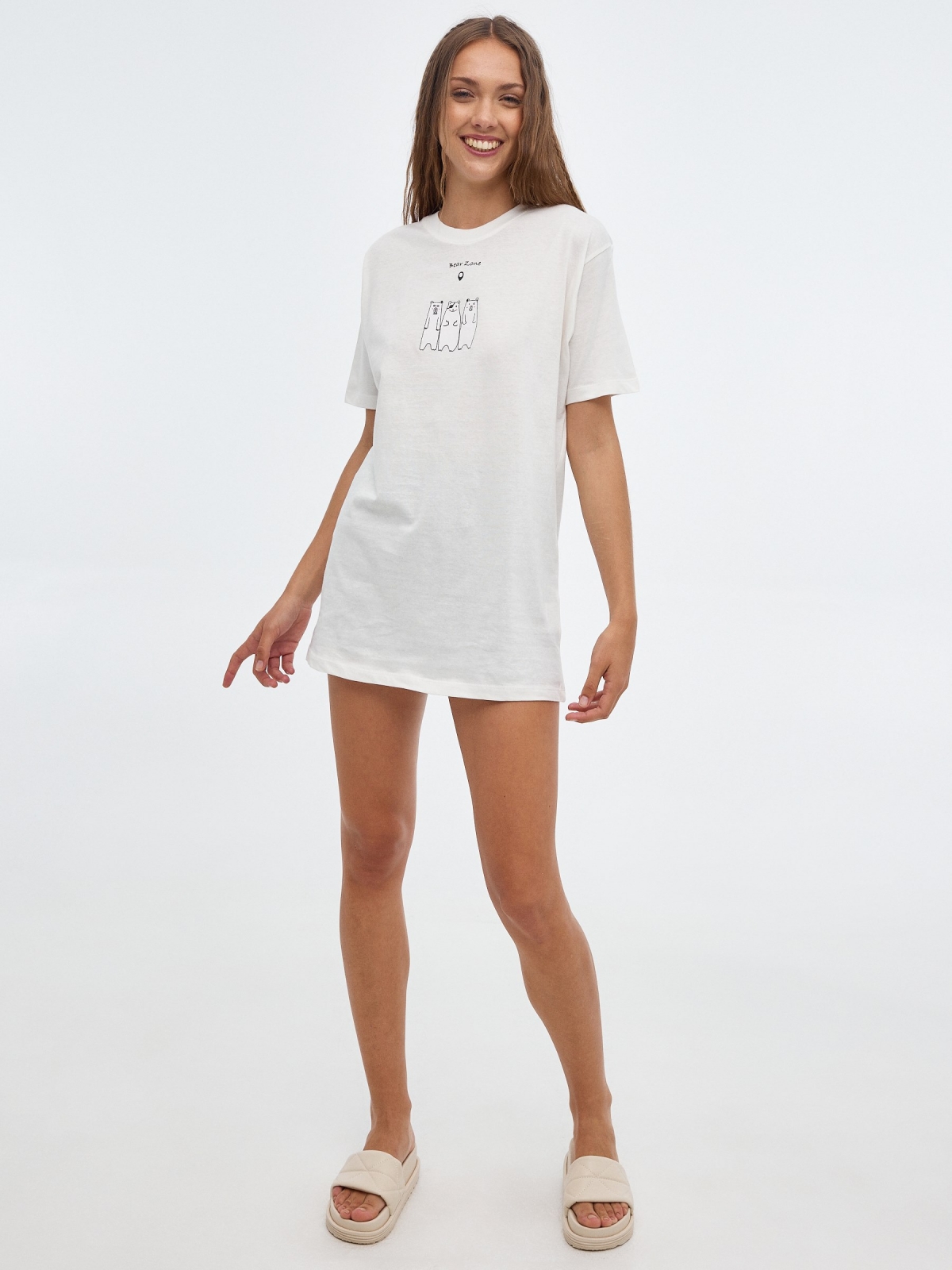 Oversized T-shirt In Forest off white front view