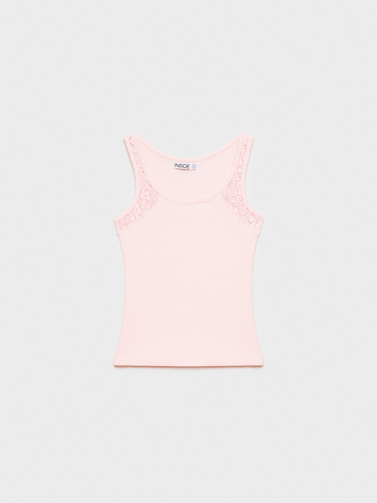  Camiseta tirantes encaje rosa