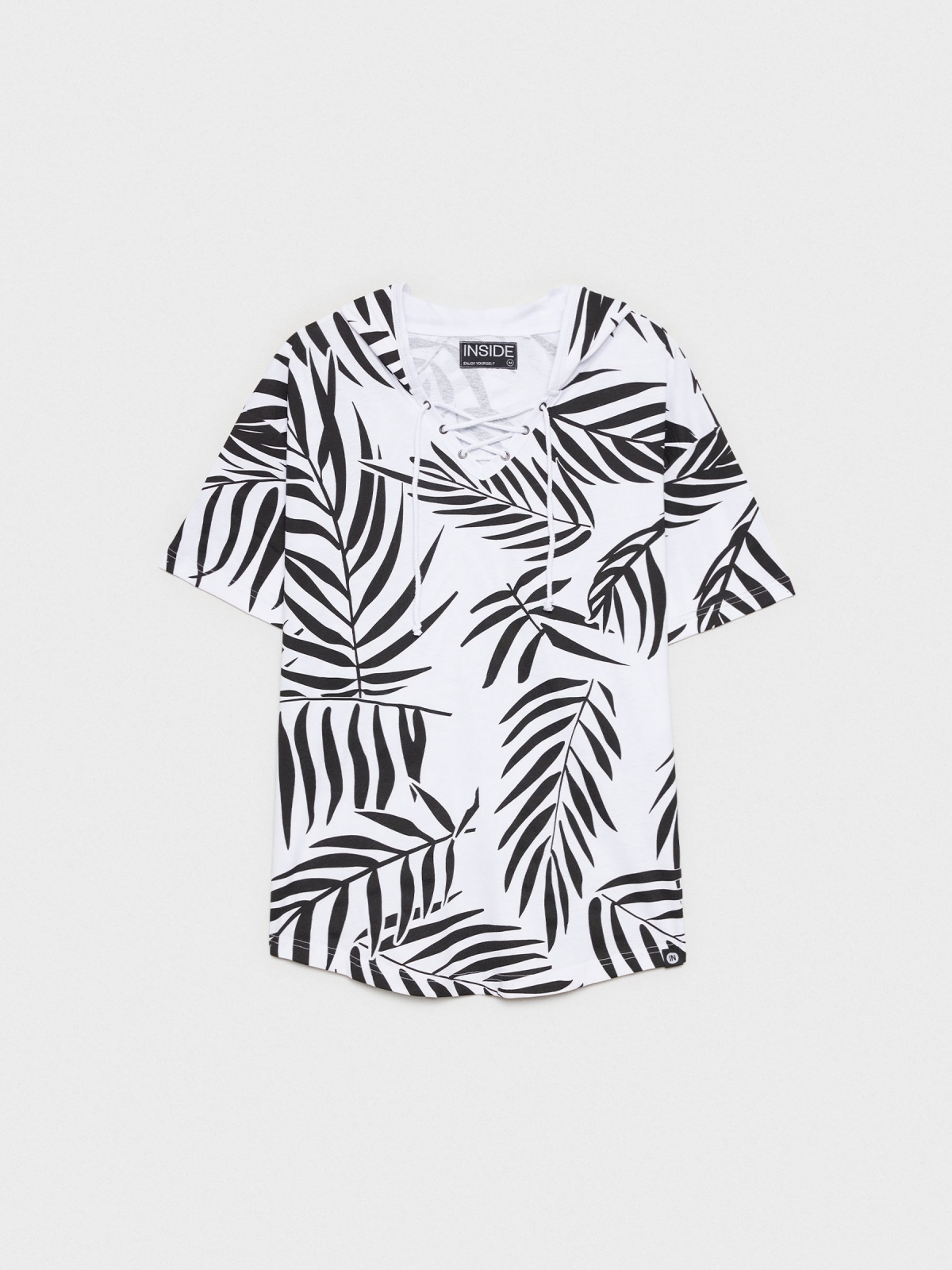  Oversized T-shirt palm tree leaves white