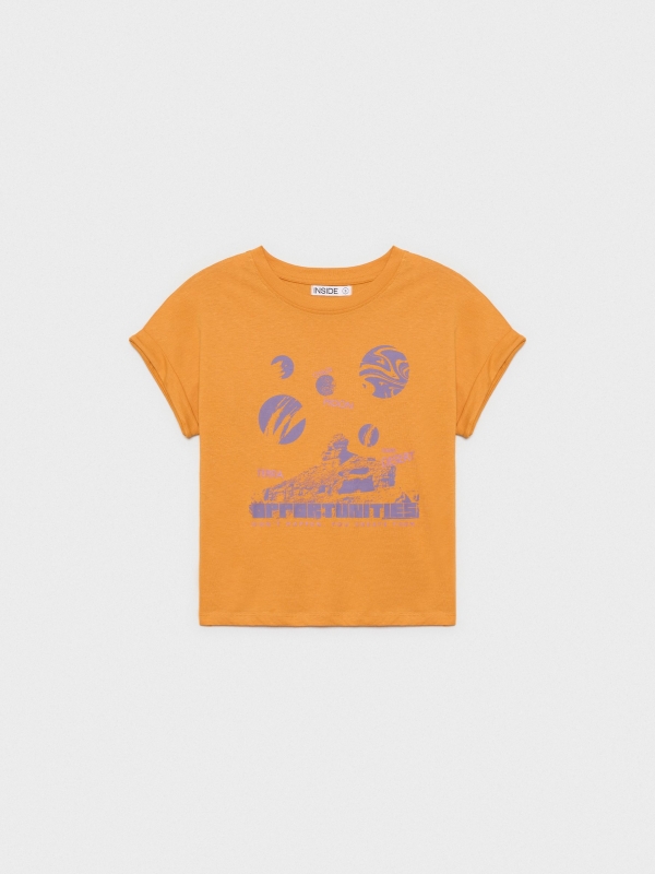  Camiseta print planetas ocre