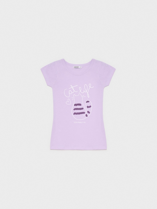  Camiseta Cat life malva