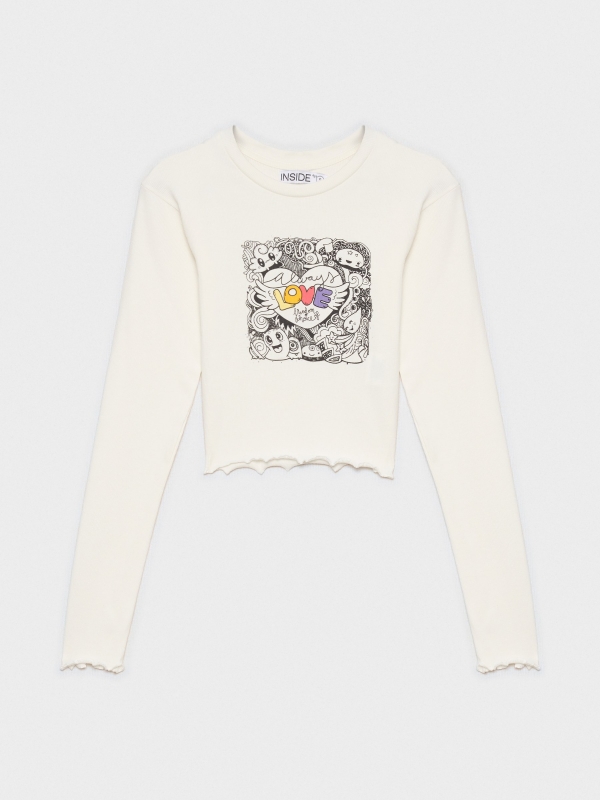  Crop LOVE T-shirt off white