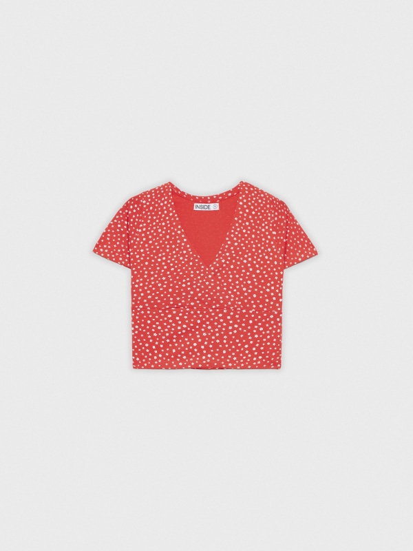  Crop cross neckline t-shirt red