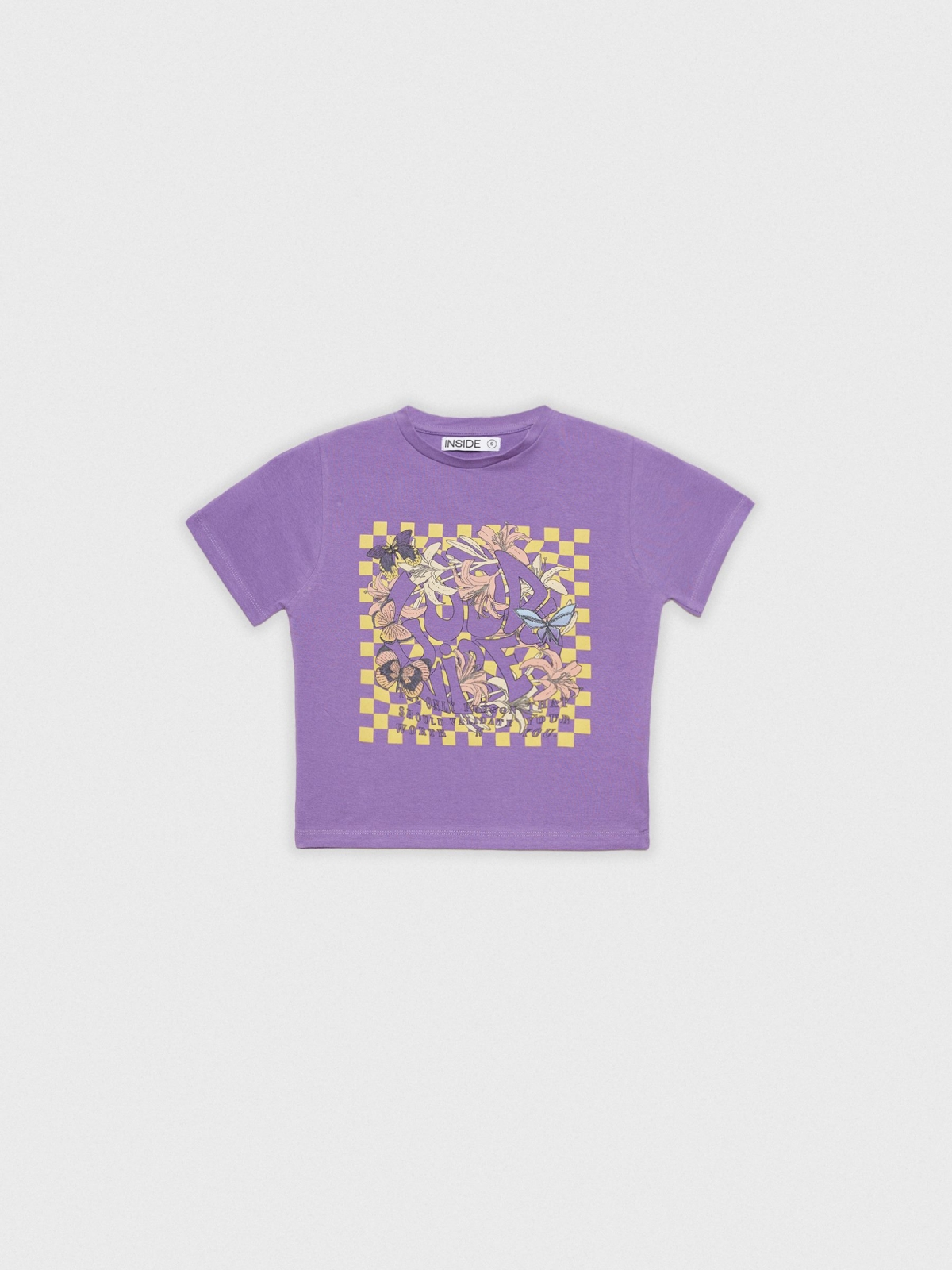  Butterflies crop print t-shirt aubergine