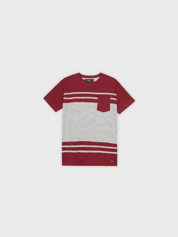  Colour block t-shirt with pocket garnet