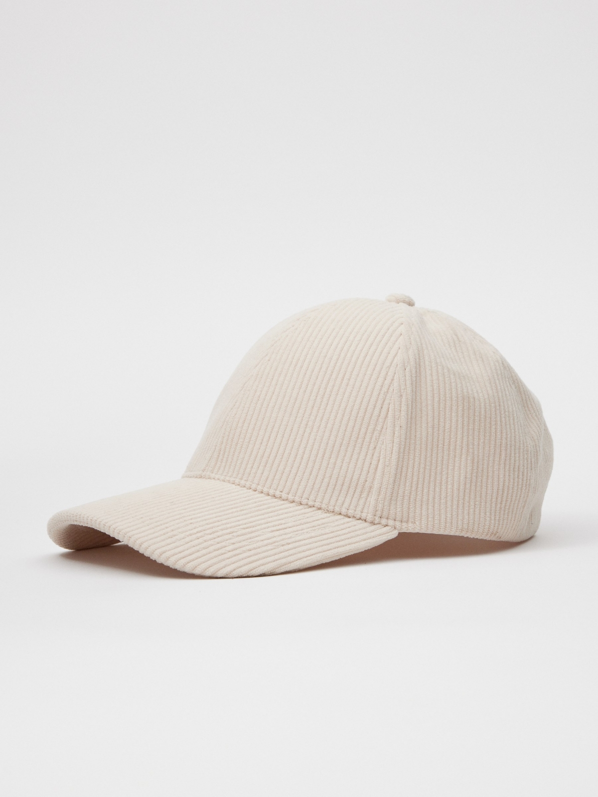 Corduroy baseball cap off white detail view