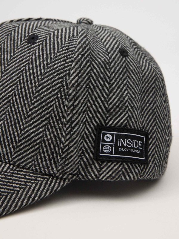 Herringbone cap grey detail view