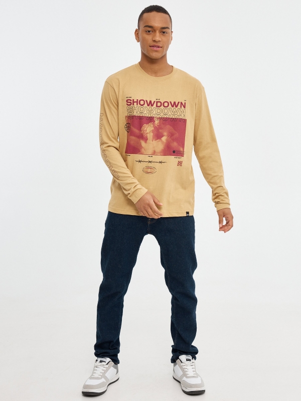 Showdown T-shirt earth brown front view